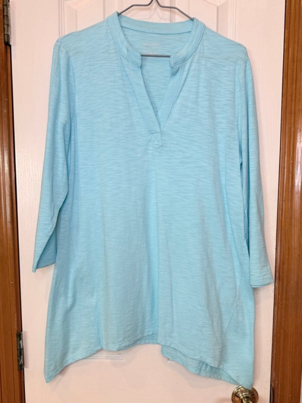 Chico's Ultimate Tee Cotton Slub Tunic, Clear Aqua, Sz M (Chico's 1) - NWT!!